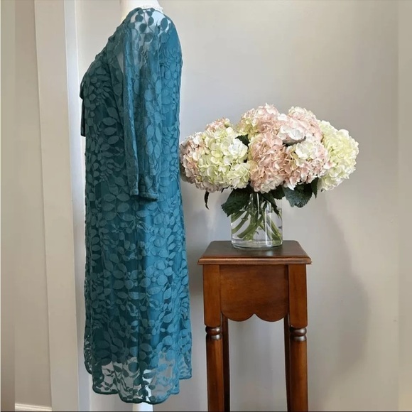 Garnet Hill Turquoise Boheme Easy Lace Dress Size 4 - Picture 6 of 8